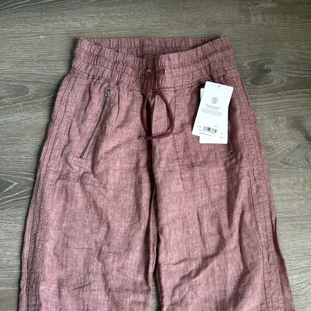 NEW ATHLETA Cabo Pink Linen Drawstring  Pants 2